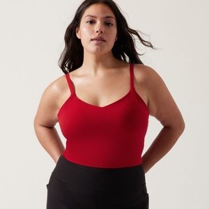 ELATION V-NECK LONGLINE BRA 1X Red Athleta Athletic Top